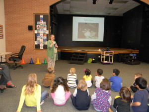 Talking with kindergarten and first grade. I think I was talking about how tiny Kimba and Hiro were when we found them.